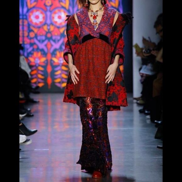 RARE Anna Sui Rouge Floral Embroidery Dress - Picture 8 of 15